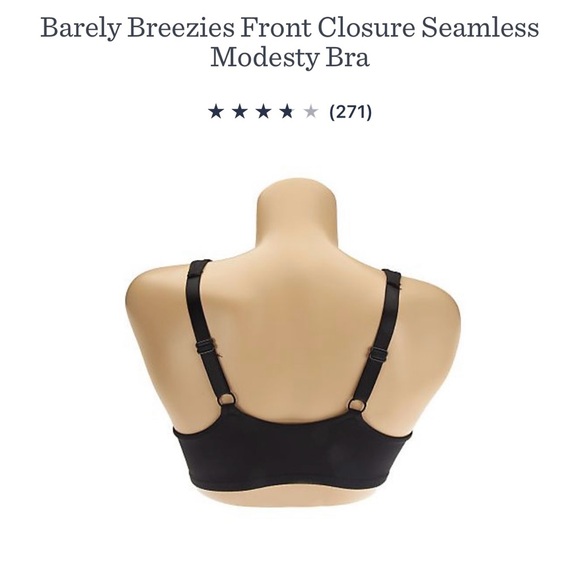 Barely Breezies Front Closure Seamless Modestly Bra - Black - 40D - Picture 2 of 5